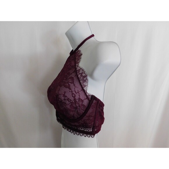 Victoria's Secret Bralette Purple Lace Bra Underwire Sheer Front Halter Size 36C - Picture 2 of 14